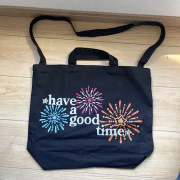 have a good time 불꽃놀이 프린트 토트백 블랙