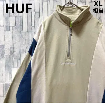 HUF 하프 지퍼 트레이닝복 맨투맨 센터 로고 자수 로고 L