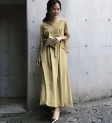 AMERI/롱 드레스/머스타드