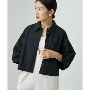IENA FABRICA 크롭 셔츠 네이비