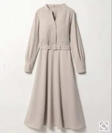 알아바일 원피스 베이지 오피스 포멀 슬래시넥 식