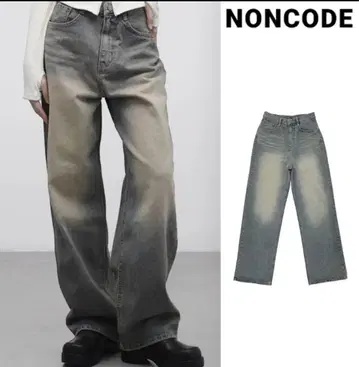 NONCODE 스트레이트 와이드 데님 팬츠
