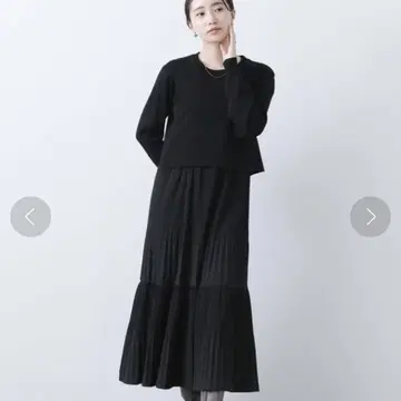 즉시 구매 OKGreedy Brilliant 블랙 니트 플리츠 원피스