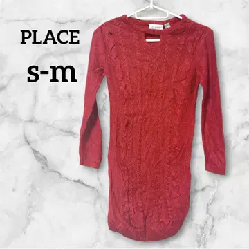 새상품급 PLACE [ s-m ] 빨간색 케이블 니트 스웨터 원피스 긴팔