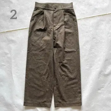 팔라스 팔라스 턱 와이드 팬츠 체크 울 일본제 2