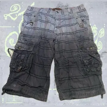 체크 카고 하프 팬츠