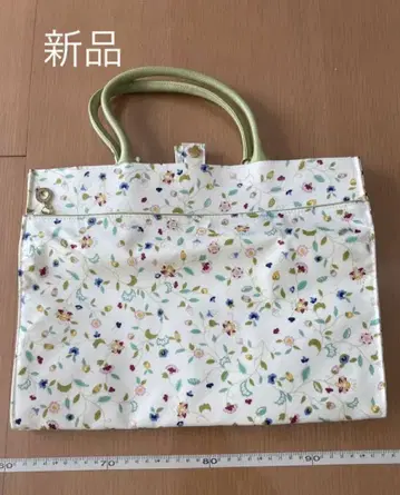 꽃무늬 토트백 빅 화이트/그린