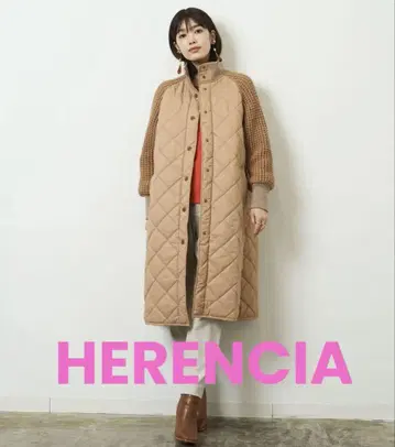 HERENCIA 퀼팅 니트 도킹 롱 코트