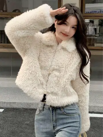 한국 패션 퍼 자켓 코트