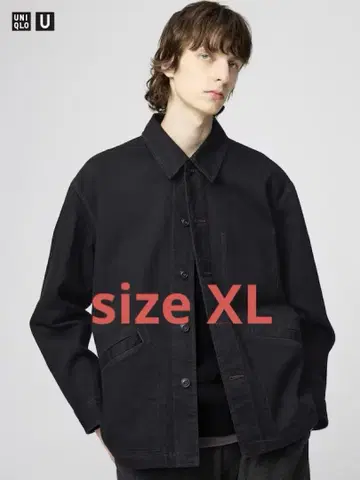 [ 새상품 ] UNIQLO U 오버 사이즈 컬러 데님 자켓 블랙 XL