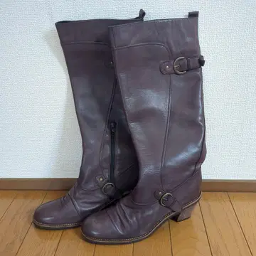 다크 브라운 가죽 롱 부츠 L