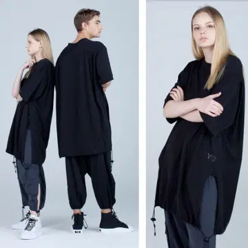 Y-3 DRAWSTRING SS TEE 블랙 오버 사이즈 티셔츠