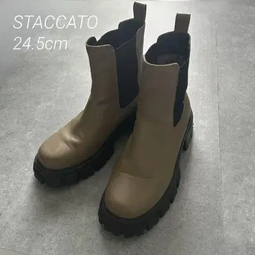STACCATO 24.5cm 통굽 트랙 밑창 사이드 고어 오커 색상