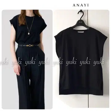 ANAYI 코튼 스무스 프렌치 슬리브 풀오버 블랙