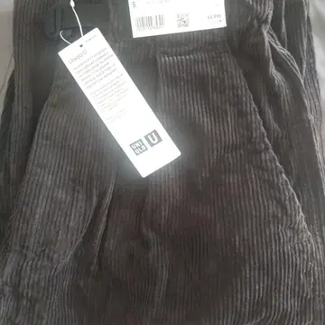 UNIQLO 코듀로이 턱 와이드 팬츠 S 다크 그레이