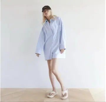 OXFORD 셔츠 올인원 (블루/스트라이프, M)