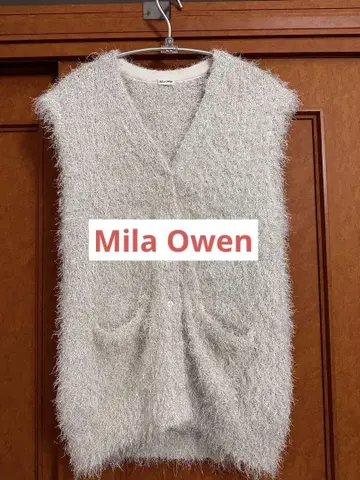 Mila Owen V넥 샤기 니트 베스트