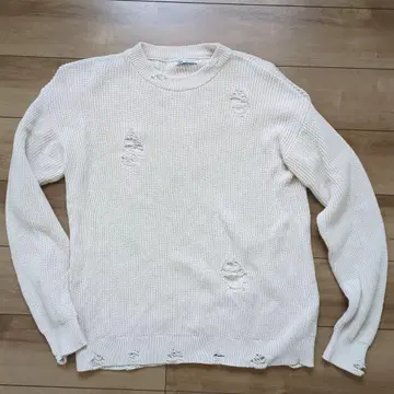 [ ZARA ] 데미지 니트 XL 에크루 베이지 크림 계열 남성용