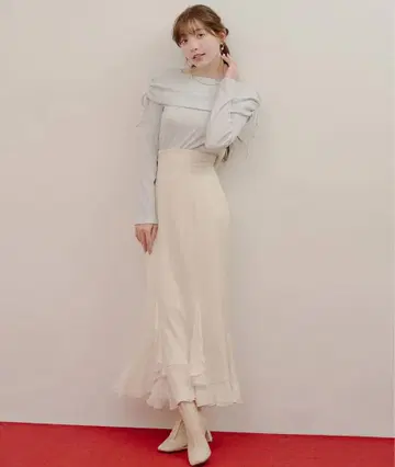 릴리안캐럿 도트프릴헴 머메이드 스커트