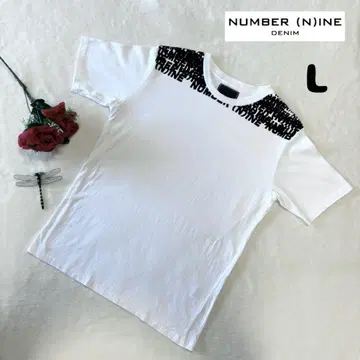 레어 NUMBER (N)INE 화이트 로고 와펜 티셔츠 L