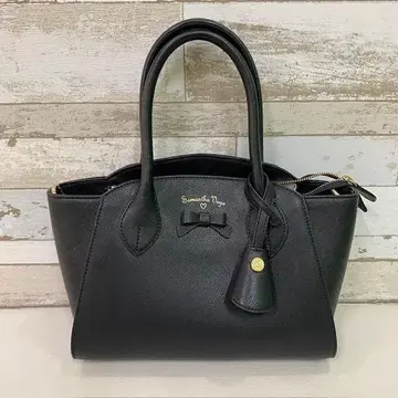 사만사 베가 핸드백 블랙 리본 가죽