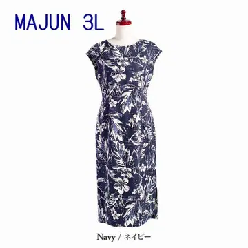 MAJUN 리조트 3L 원피스 하이비스커스 네이비 새상품급 카리유시