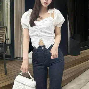 Darich 퍼프숄 볼레로 앙상블 화이트