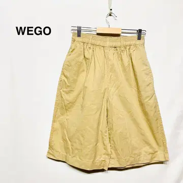 위고 베이지 허리밴딩 와이드 숏팬츠 스칸츠 벨트 고리 있음