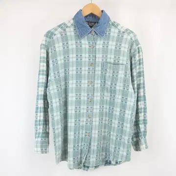 VINTAGE Lemon Grass 레이온 데님 하트 플란넬 셔츠