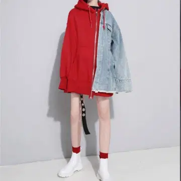 OH HEY GIRL 변형 절개 후드티