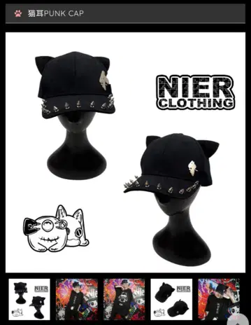 고양이 귀 PUNK CAP 블랙 프리 사이즈 Nier 모자