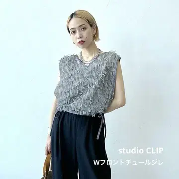 [studio CLIP] W 프론트 튤 베스트