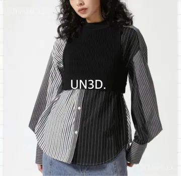UN3D. 와플 숏 니트 베스트