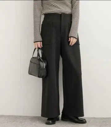 URBAN RESEARCH DOORS 컷 멜톤 와이드 팬츠