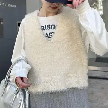 CIAOPANICTYPY 믹스 페더 얀 크롭 기장 베스트