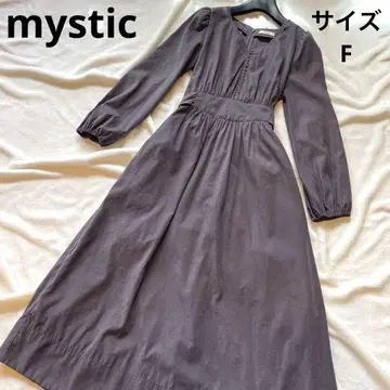 mystic 긴팔 개더 롱 플레어 원피스 리본