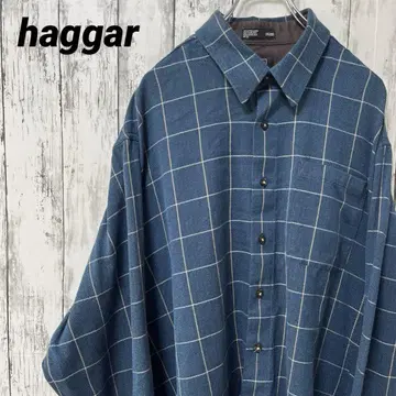 C2562 haggar 긴팔 셔츠 코튼 체크 무늬 오버 사이즈 해외