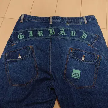 GIRBAUD 다크 블루 데님 와이드 레그