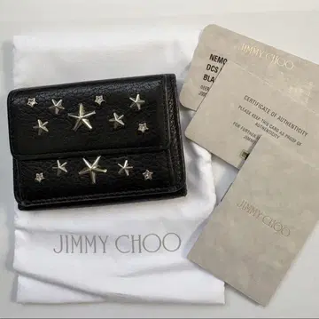 JIMMY CHOO 블랙 가죽 3단 폴더형 지갑