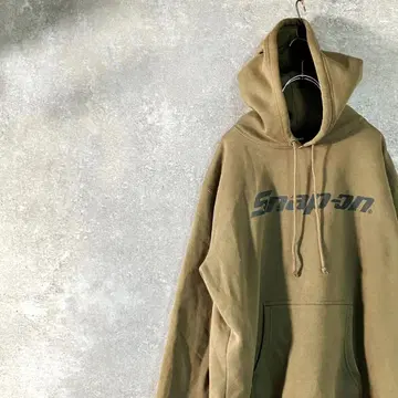 Snap on 후드티 긴팔 카키 로고 프린트 후디 풀오버