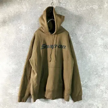 스냅온 후드티 카키 로고 백프린트 후디 풀오버