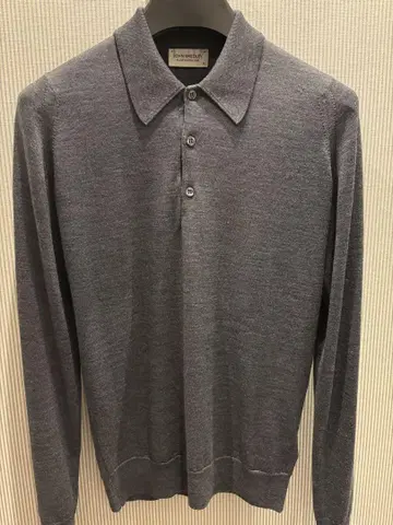 JOHN SMEDLEY 그레이 긴팔 피케 셔츠 XS