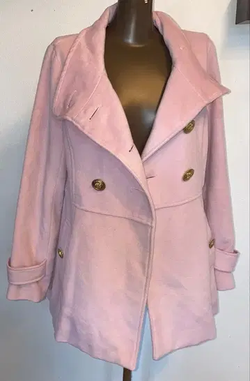 핑크 더블 브레스트 코트