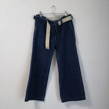 내추럴 런드리 블루 와이드 레그 데님 팬츠