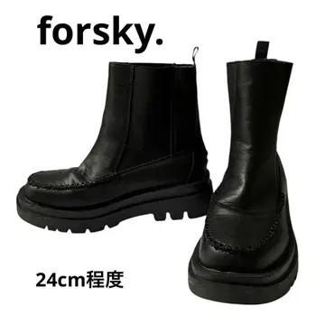 forksy. 트랙 밑창 사이드 고어 모카 부츠 블랙 24cm 통굽