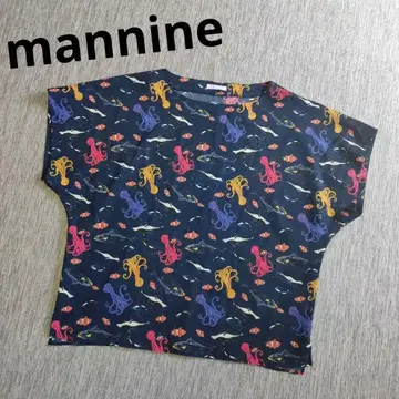 mannine 티셔츠 해양 생물 프린트 T셔츠 만네 원단