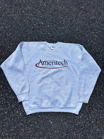 90s USA 제조 프룻 오브 더 룸 기업 로고 래글런 맨투맨
