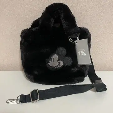 [ 새상품 ] 디즈니 미키 퍼 토트백 2way Fur Tote 블랙