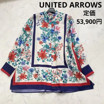 UNITEDARROWS 레어 UGFM 스카프 프린트 스탠드 카라 블라우스
