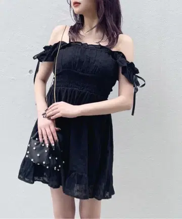 원웨이 2웨이 어깨 리본 미니 원피스